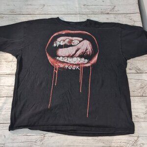 Rook Graphic T-Shirt Black Mouth Teeth Print Streetwear – Unisex XL
